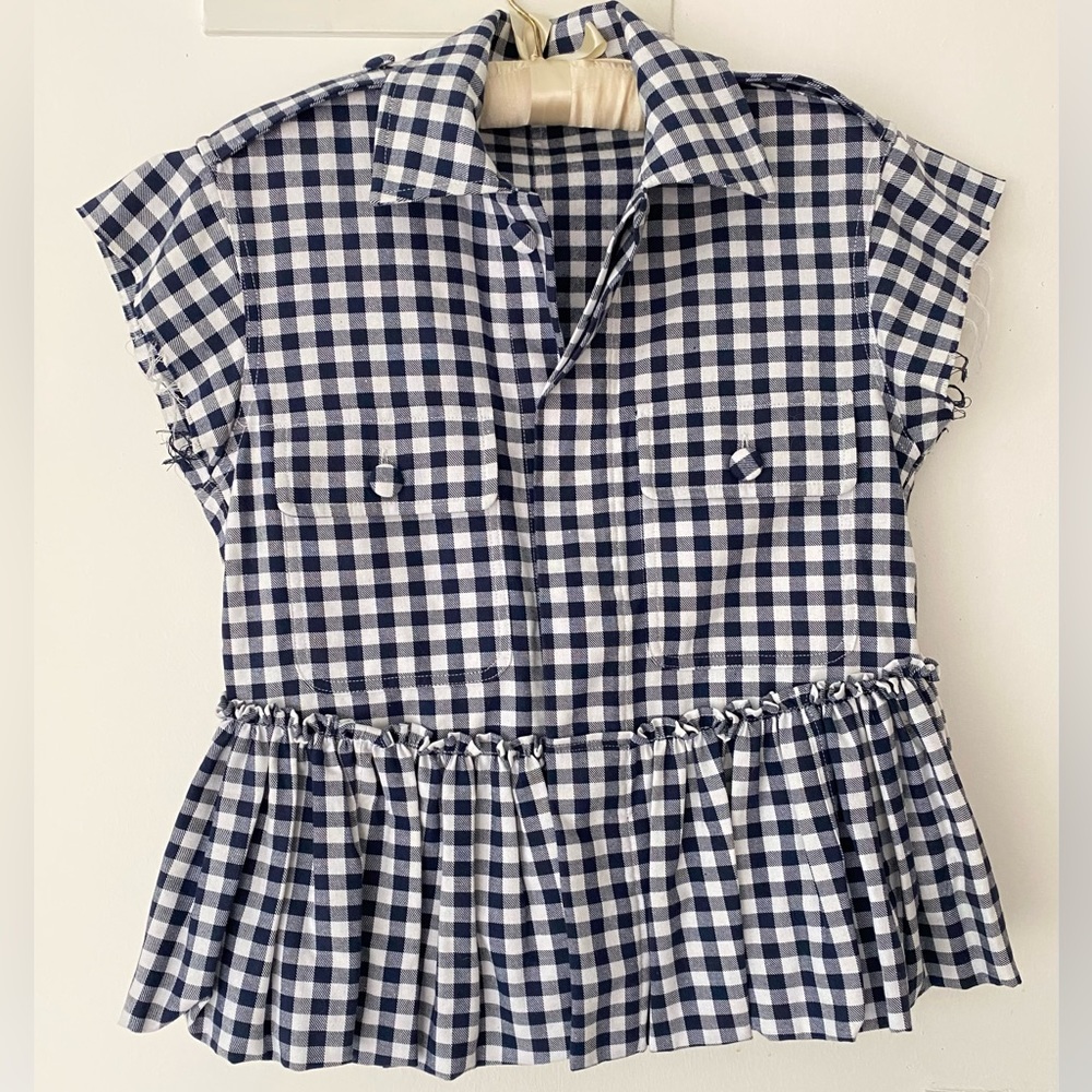 Harvey Faircloth navy gingham top
Size XS